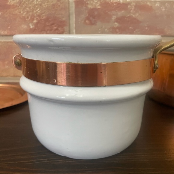 Beautiful Vintage B&M Douro Copper Brass Double Boiler with Porcelain Insert - Picture 7 of 16